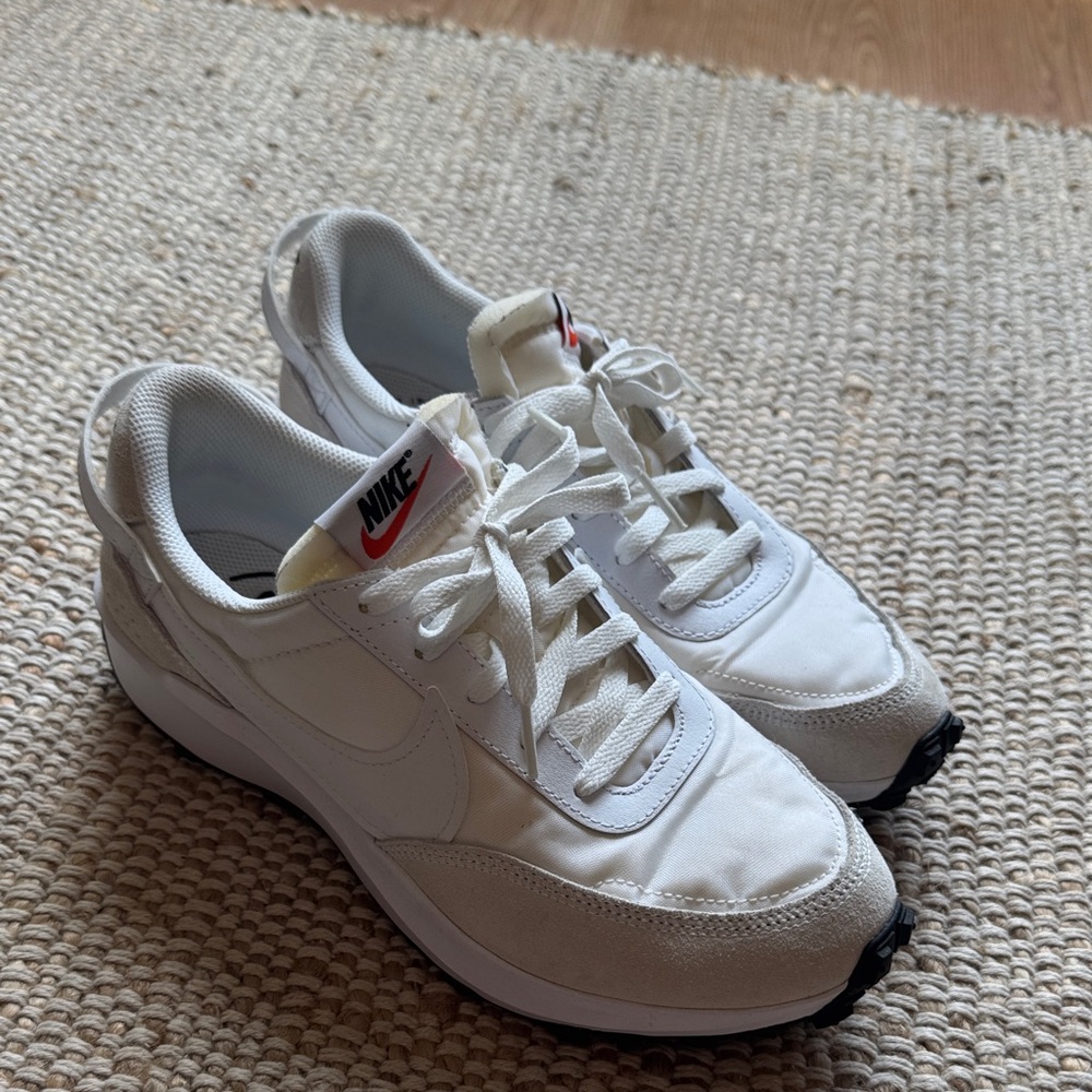 Nike White Cream Athletic Sneakers with Black Outsole Detail